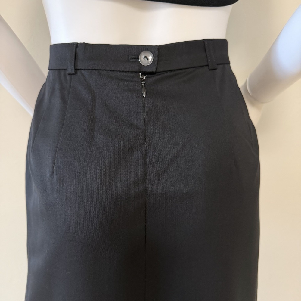 Classic ESCADA Black Pure‎ Wool Midi Pencil Skirt High Rise  with slit size 36 - Picture 7 of 15